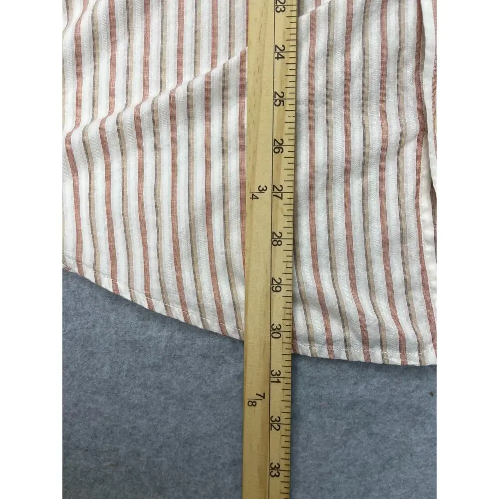 Banana Republic Shirt Men's Size XL Red Brown‎ Striped Organic Cotton